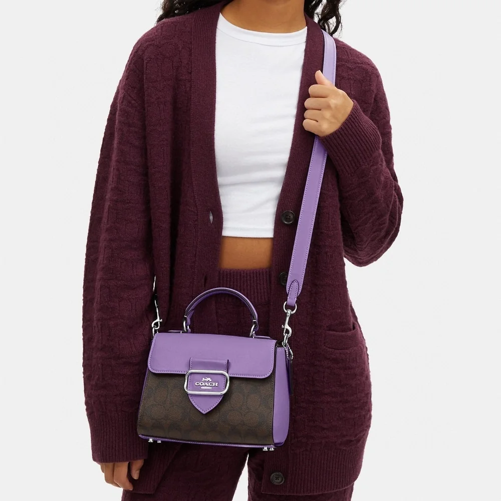 Coach CJ614-SVW1P Morgan Signature Purple and Brown - Picture 7 of 7
